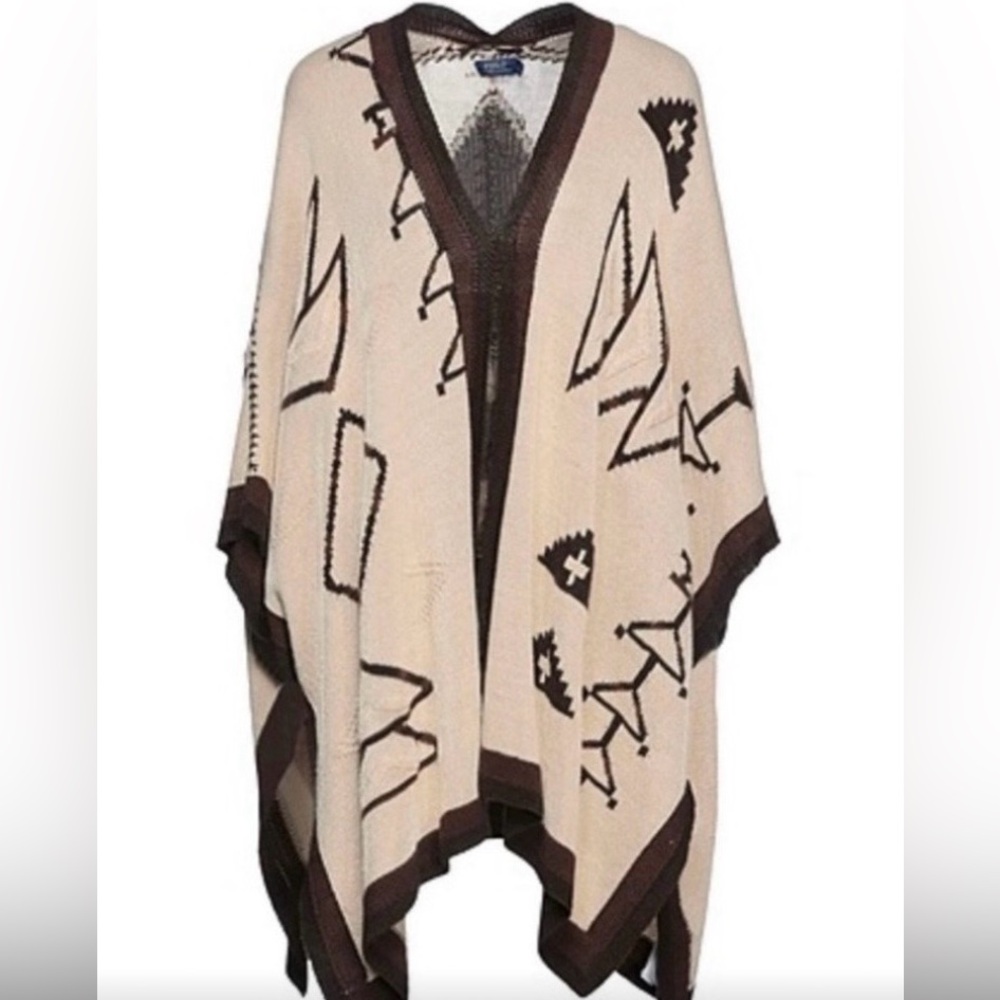 Ralph Lauren Native American Indian Blanket Poncho.  Cotton Linen Silk. NWOT - Picture 4 of 7